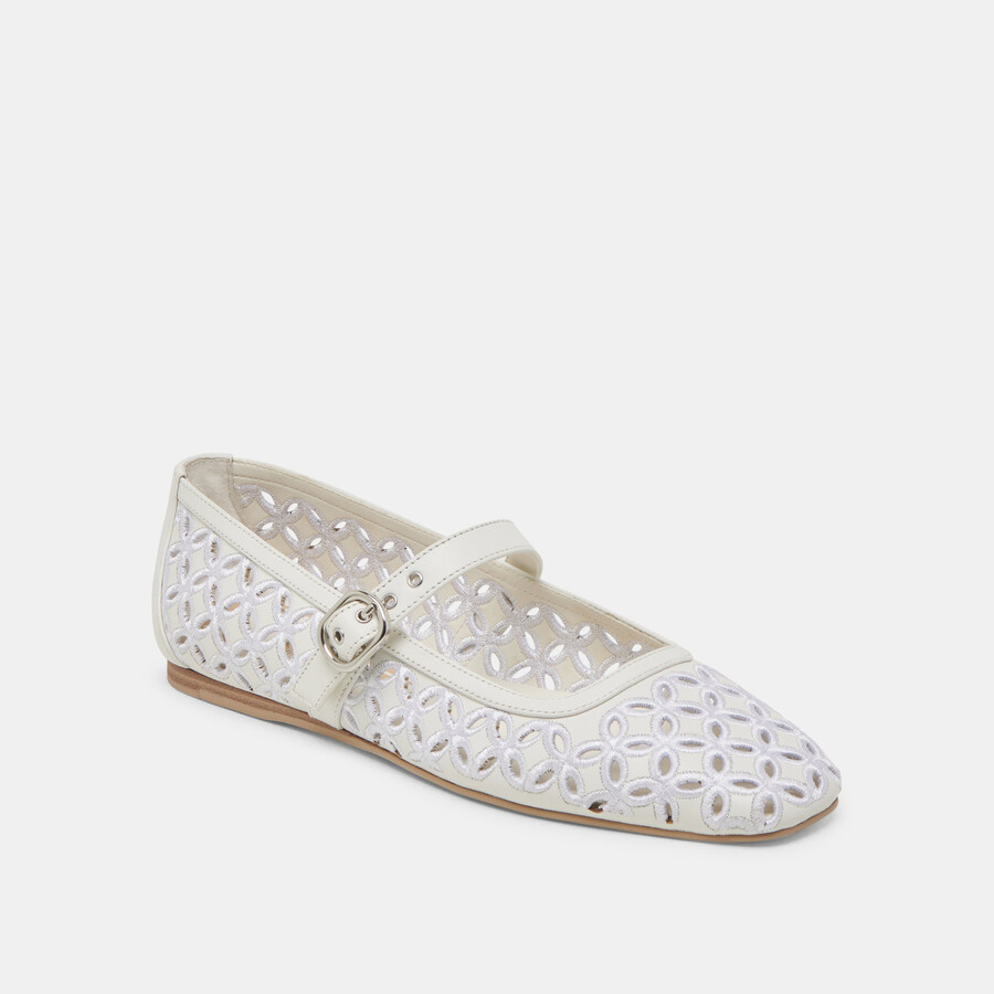 rodni ballerinas mit Ösenperforation echtes weiß leder