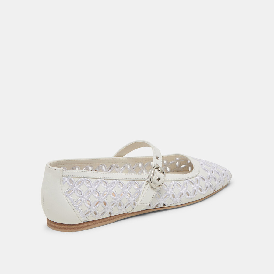 rodni ballerinas mit Ösenperforation echtes weiß leder