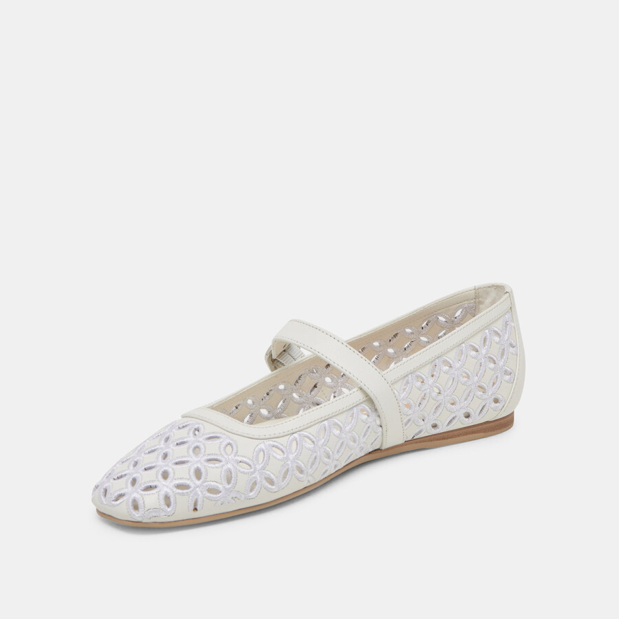 rodni ballerinas mit Ösenperforation echtes weiß leder