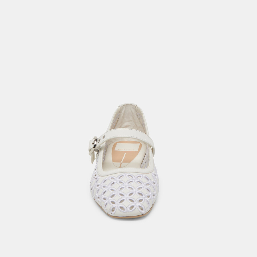 rodni ballerinas mit Ösenperforation echtes weiß leder