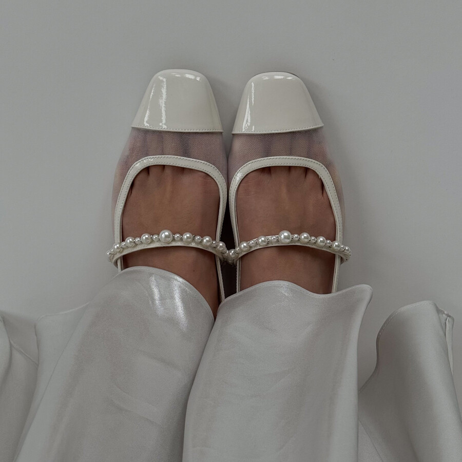 rollin pearl ballerinas weißes mesh
