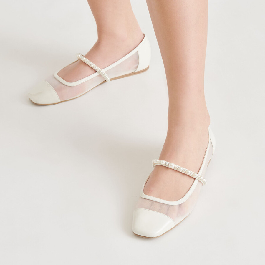 rollin pearl ballerinas weißes mesh