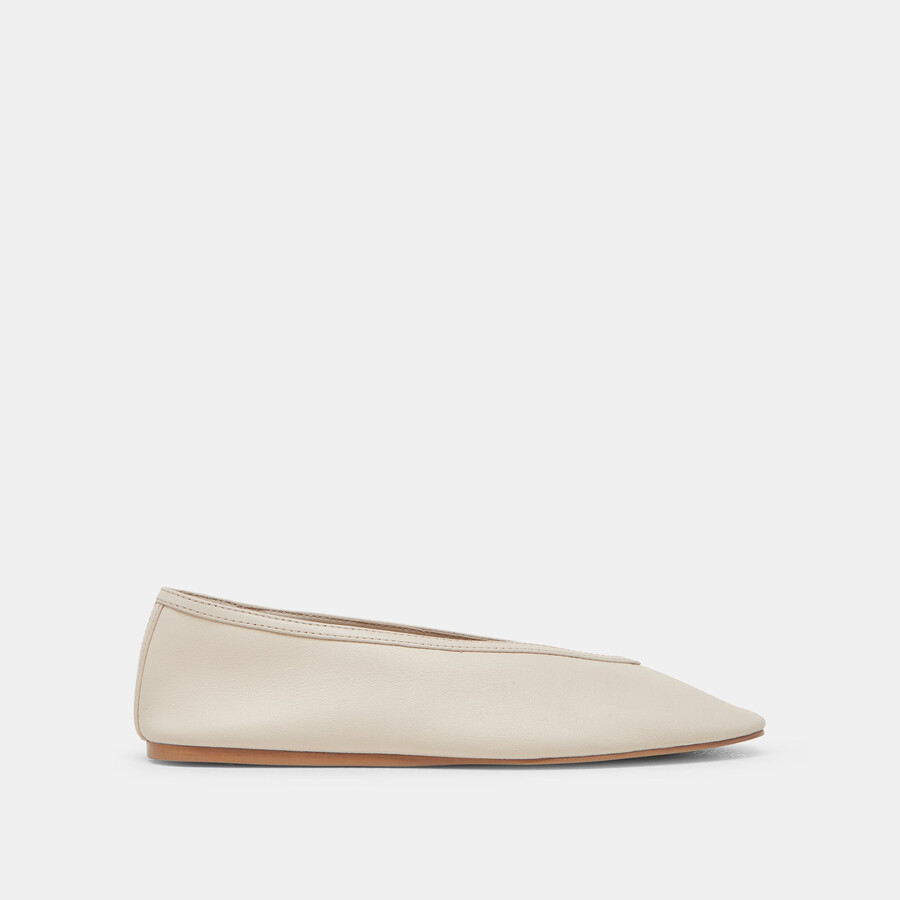 braidy ballerinas aus elfenbeinfarbenem leder