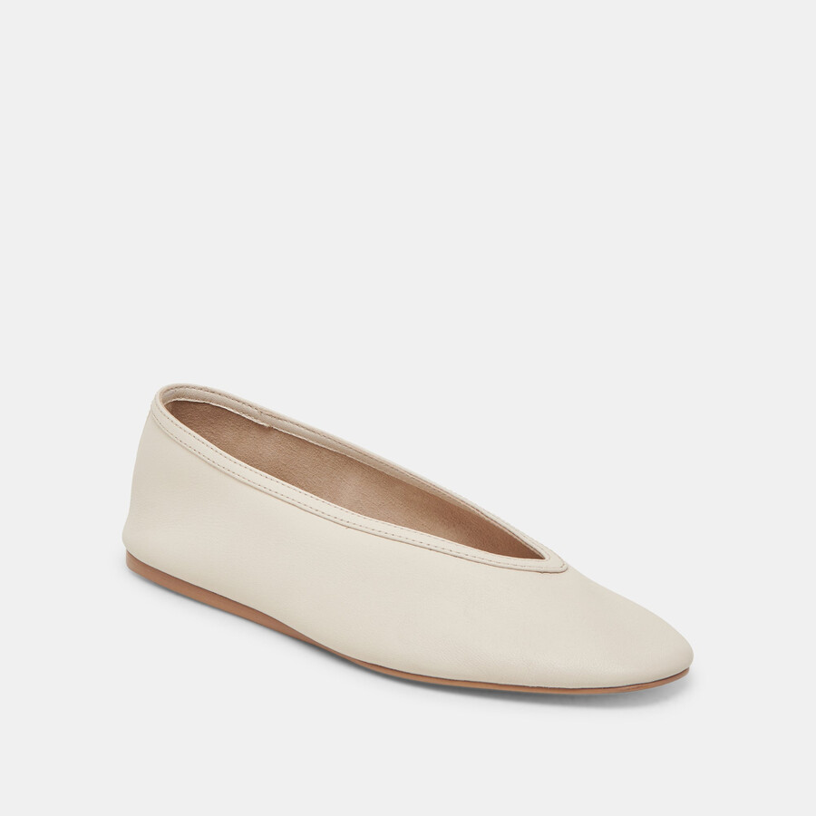 braidy ballerinas aus elfenbeinfarbenem leder