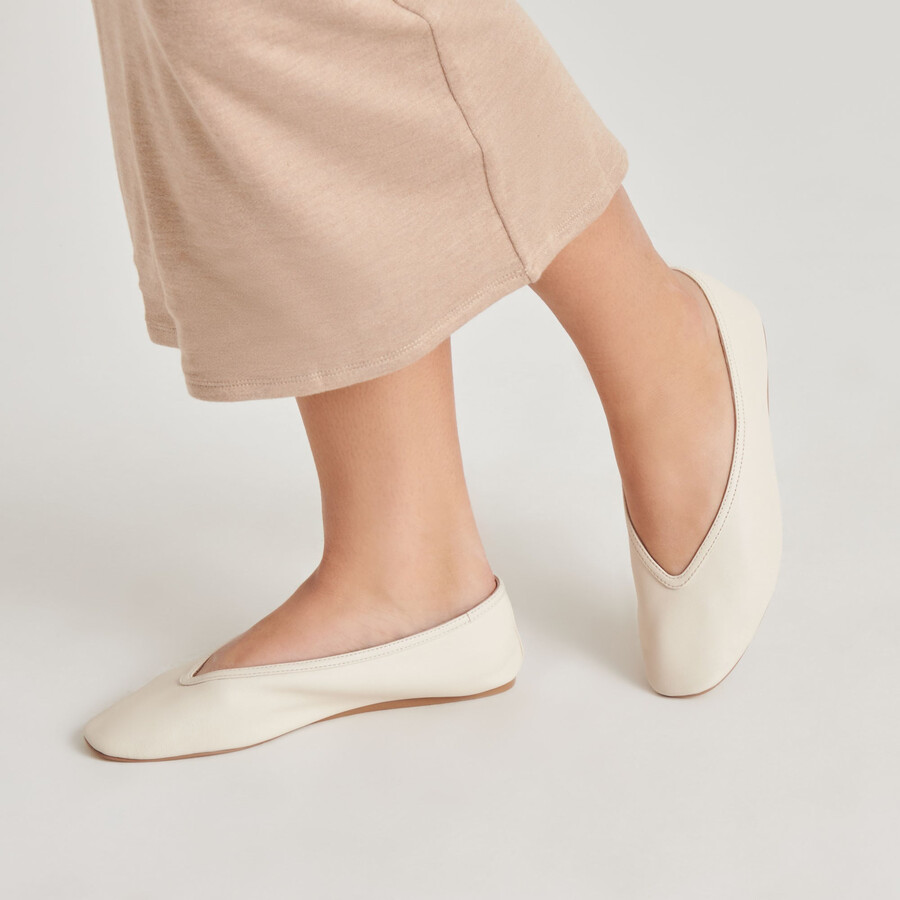 braidy ballerinas aus elfenbeinfarbenem leder
