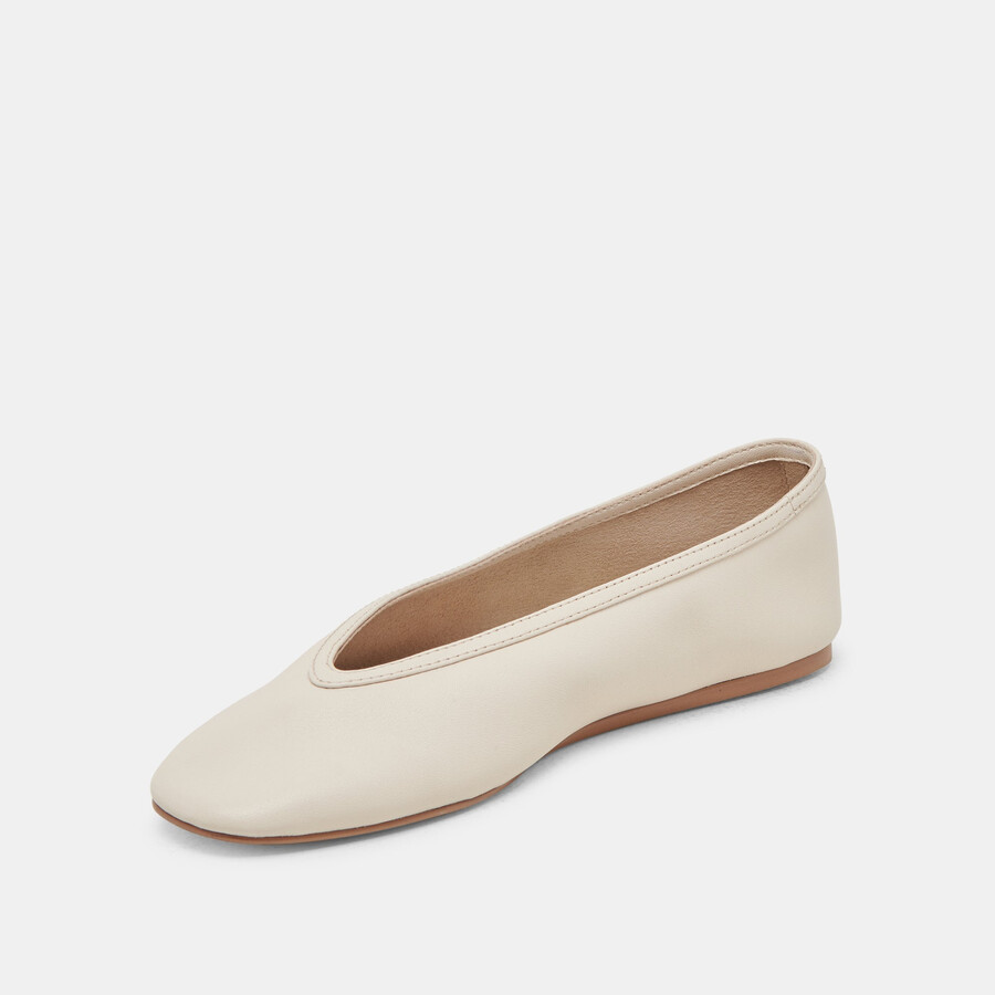 braidy ballerinas aus elfenbeinfarbenem leder