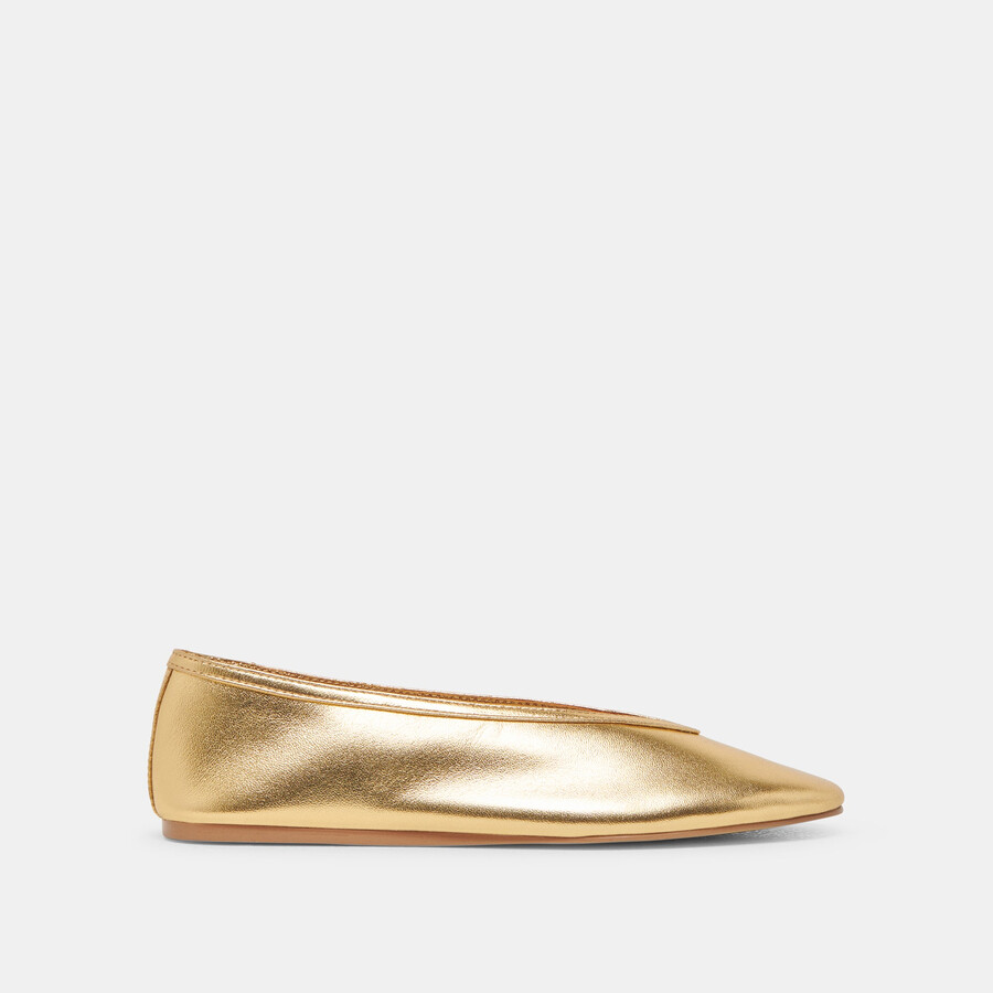 geflochtene ballerinas aus goldfarbenem metallic-leder