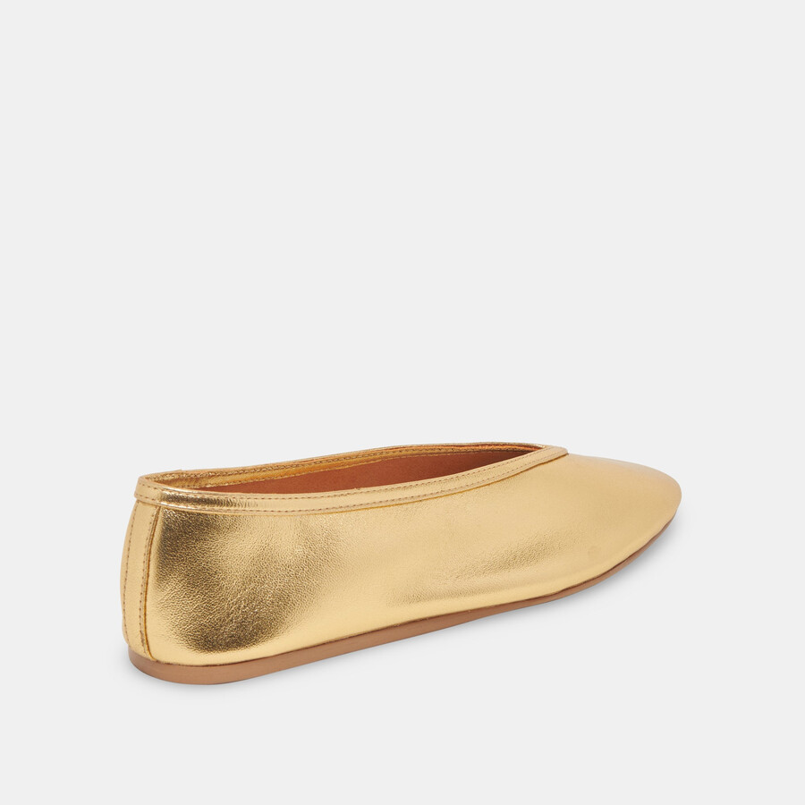 geflochtene ballerinas aus goldfarbenem metallic-leder