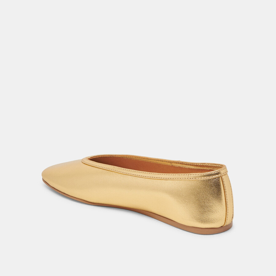 geflochtene ballerinas aus goldfarbenem metallic-leder