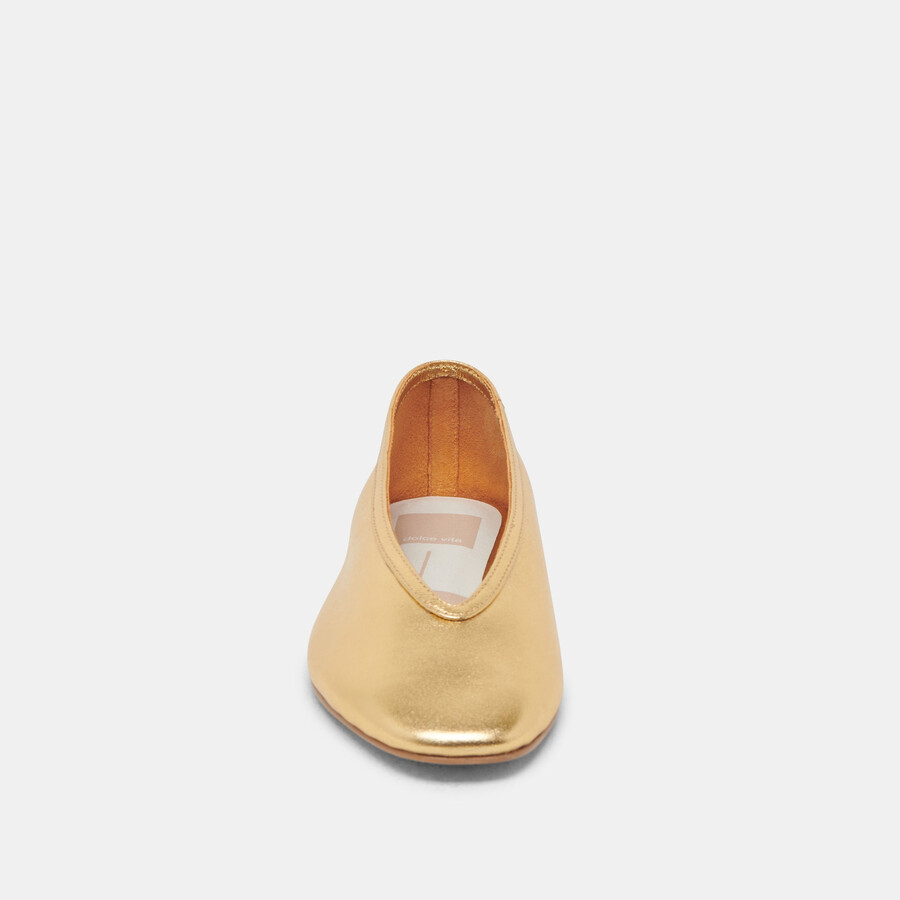 geflochtene ballerinas aus goldfarbenem metallic-leder