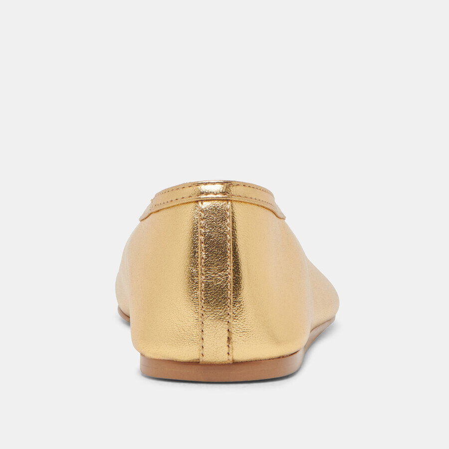 geflochtene ballerinas aus goldfarbenem metallic-leder