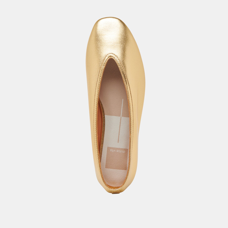 geflochtene ballerinas aus goldfarbenem metallic-leder