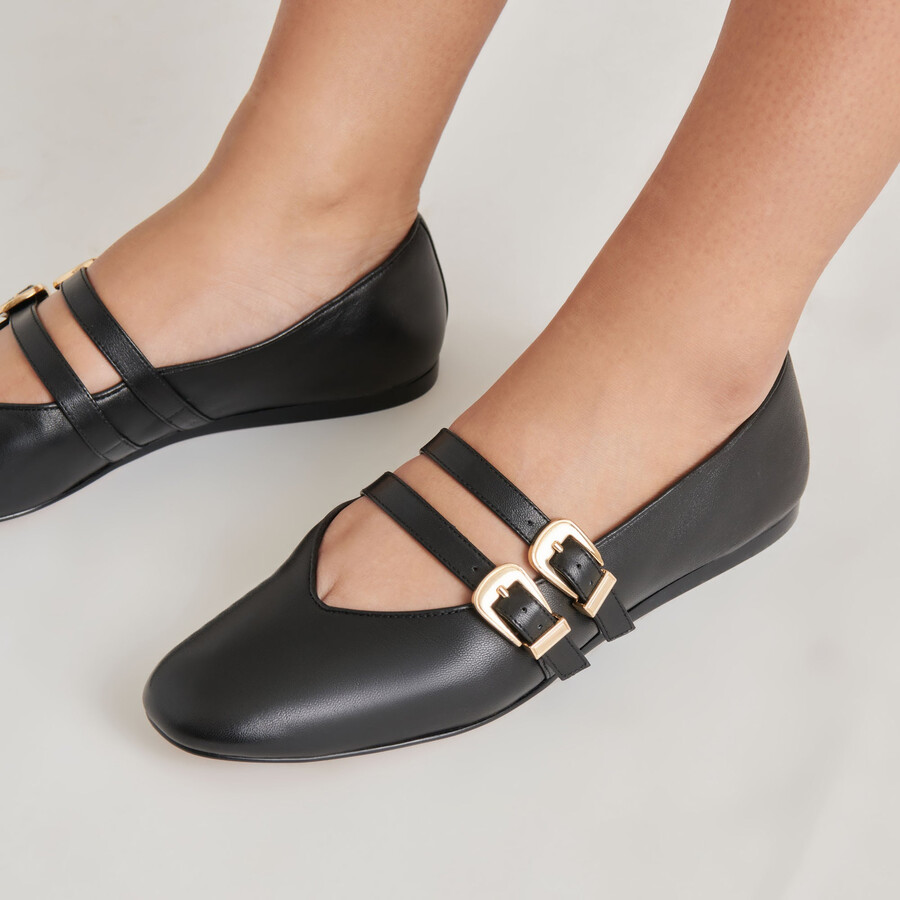 baylee ballerinas aus schwarzem leder