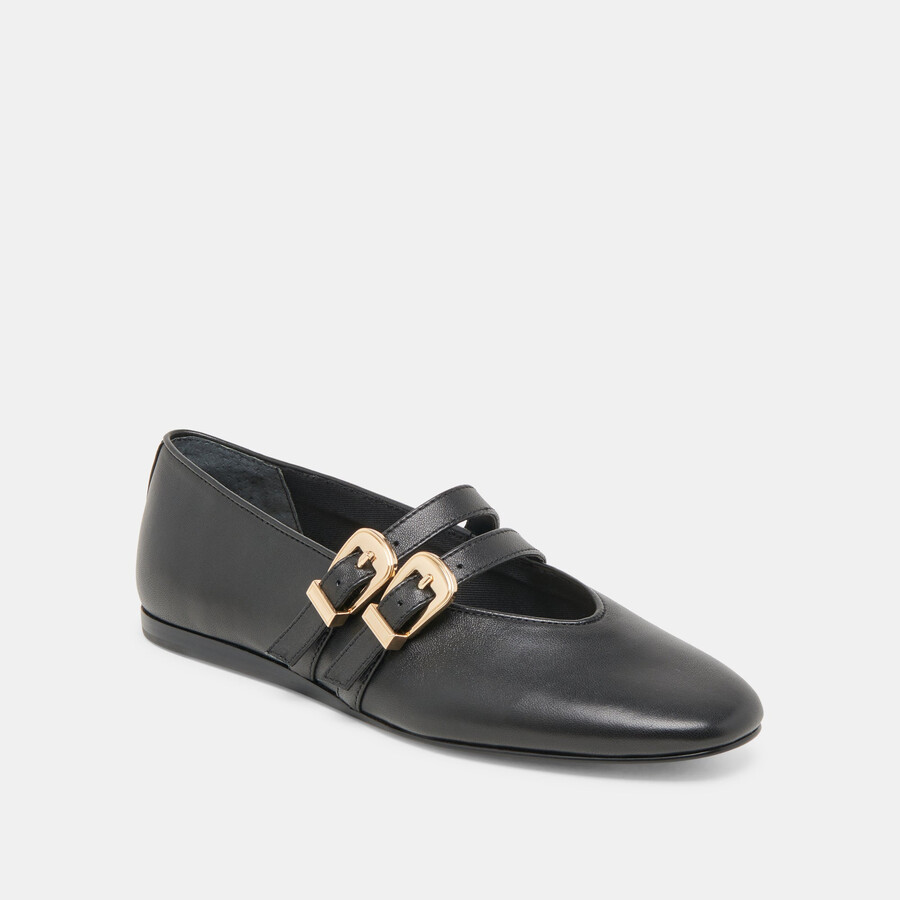 baylee ballerinas aus schwarzem leder