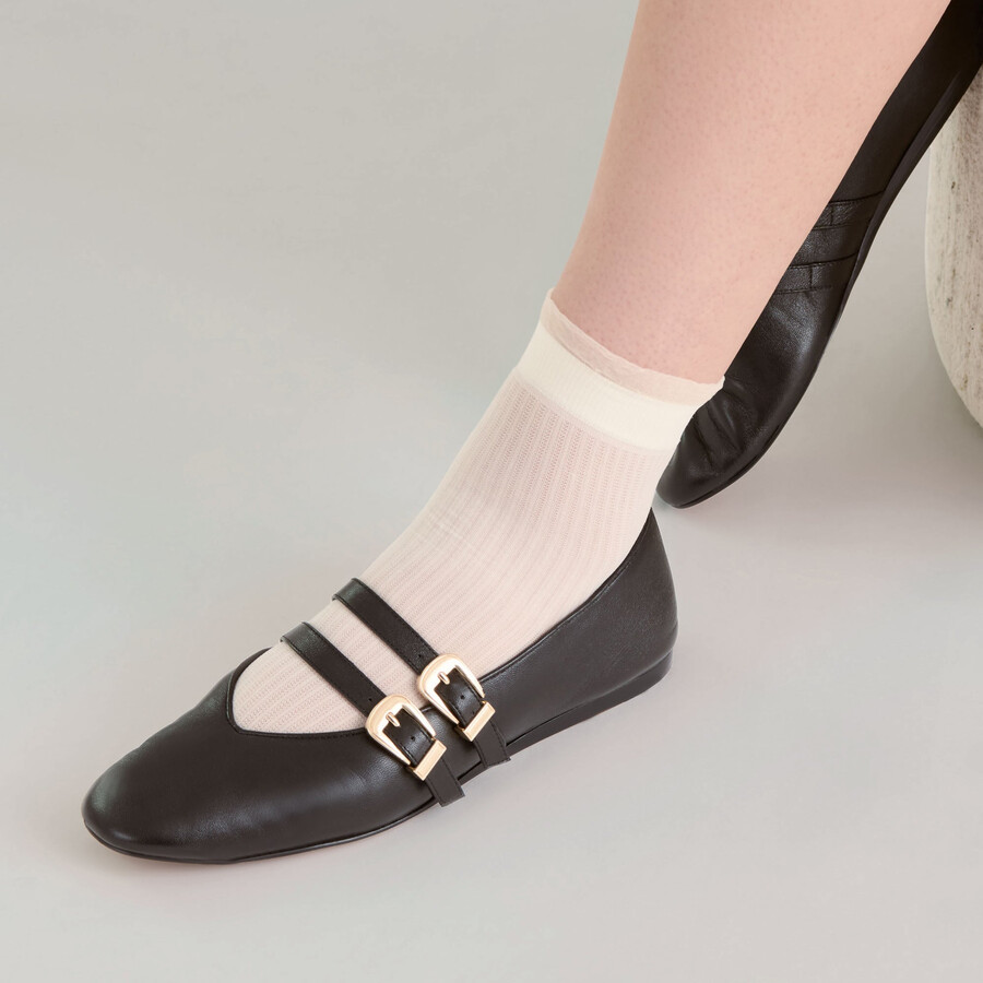 baylee ballerinas aus schwarzem leder