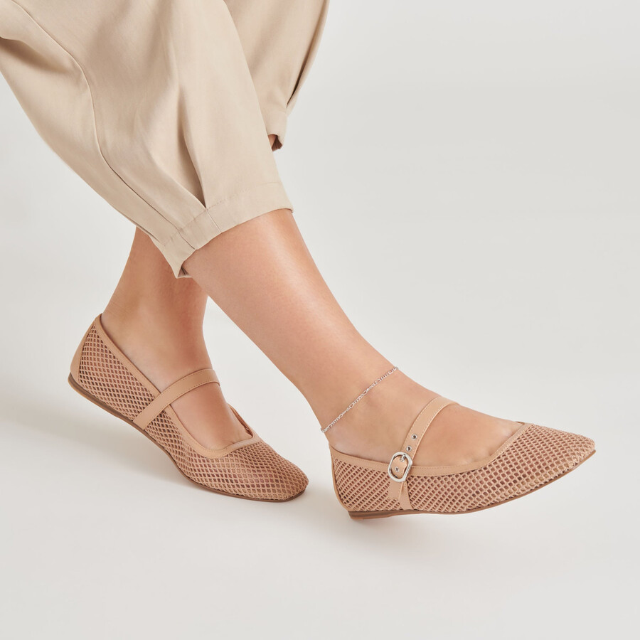 rodni mesh ballerinas hellbraun gewebtes netzgewebe