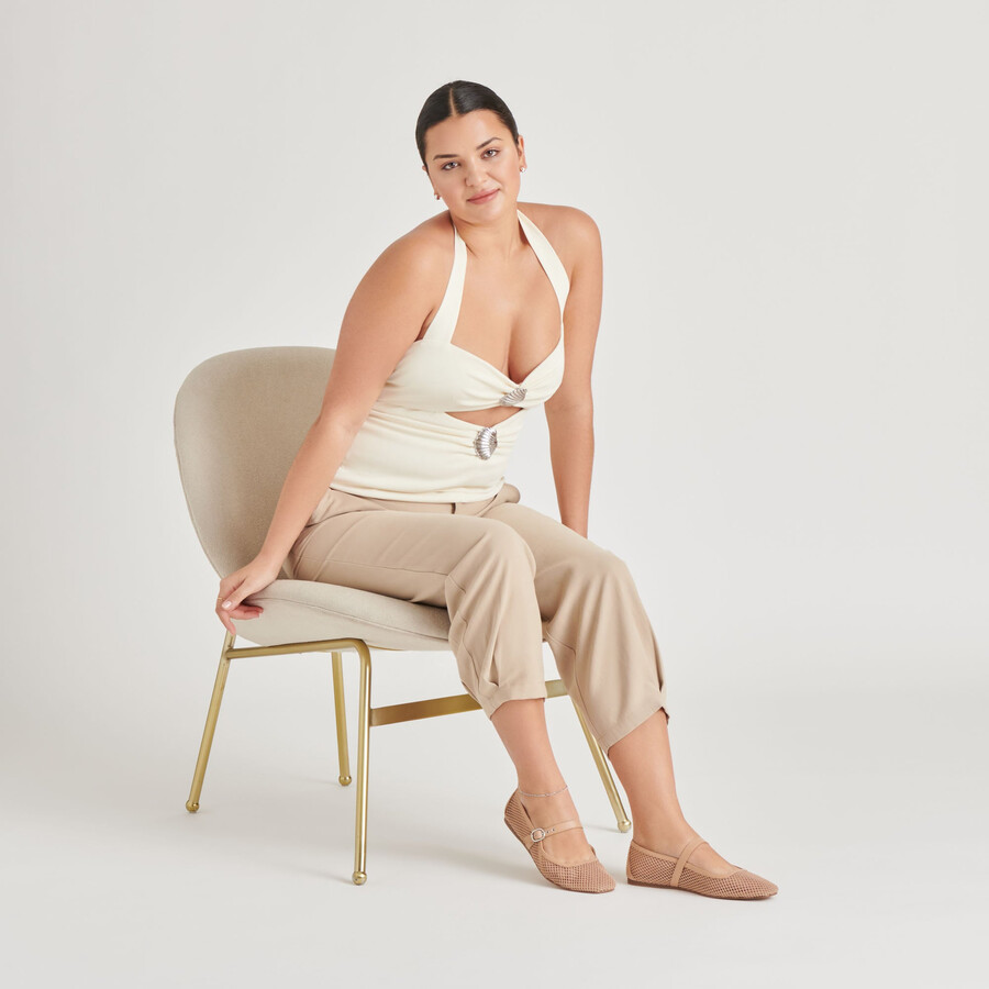 rodni mesh ballerinas hellbraun gewebtes netzgewebe