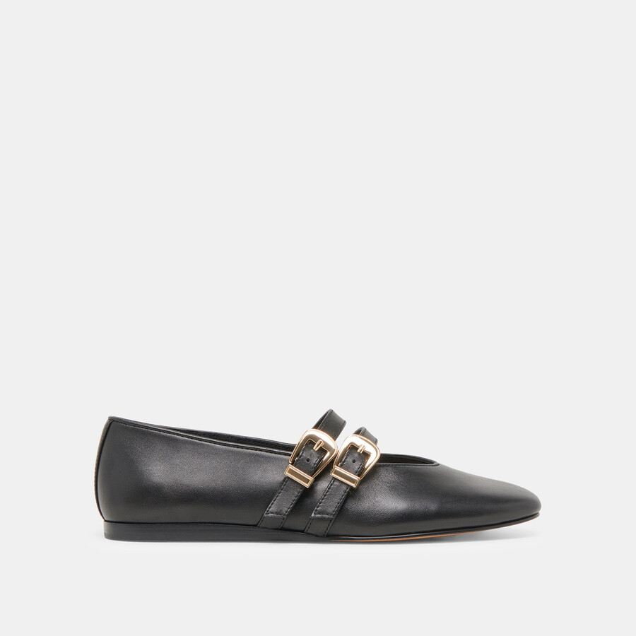 baylee weite ballerinas aus schwarzem leder