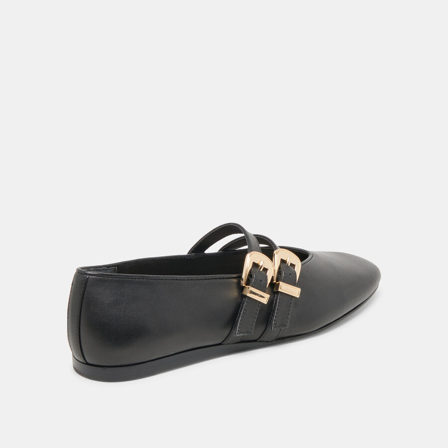baylee weite ballerinas aus schwarzem leder