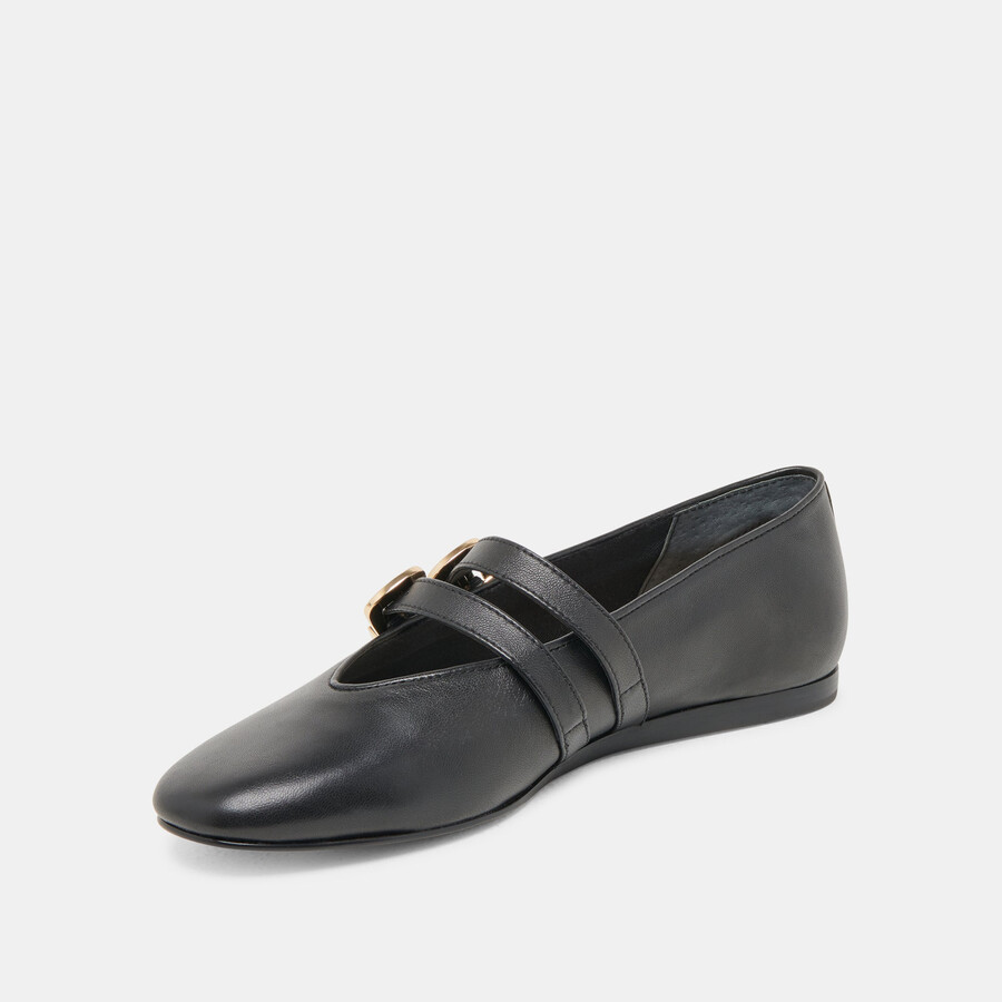 baylee weite ballerinas aus schwarzem leder
