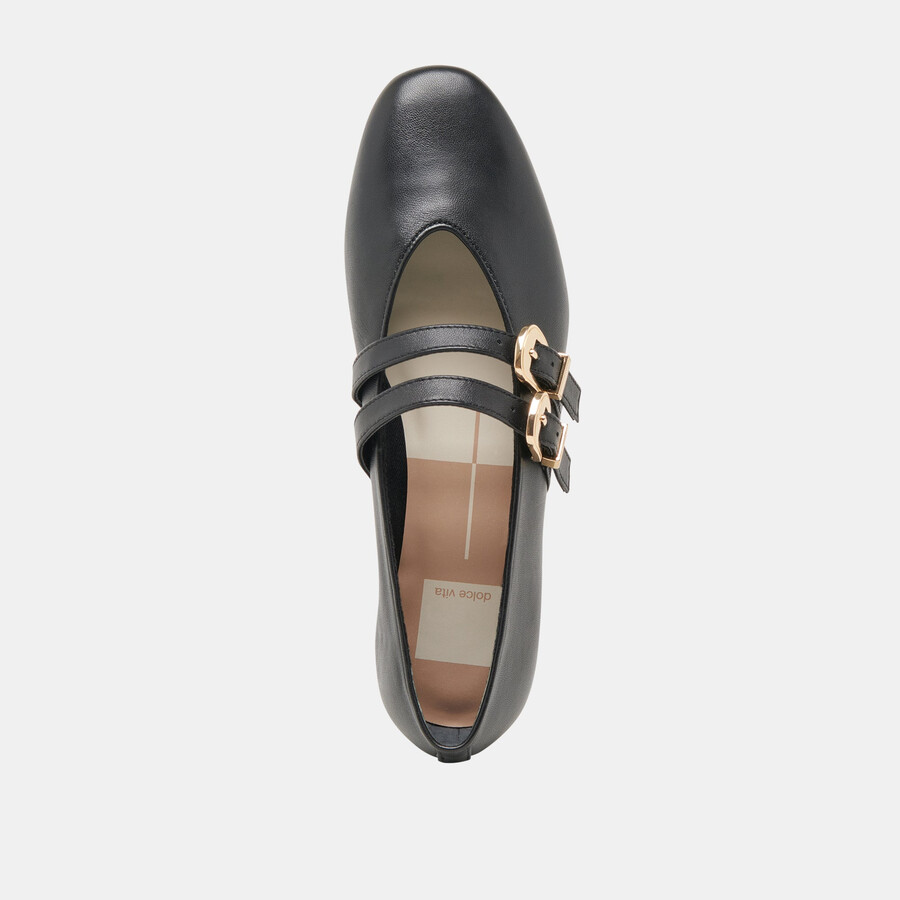 baylee weite ballerinas aus schwarzem leder