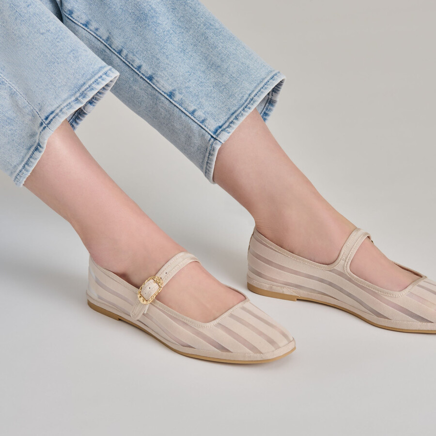tameka ballerinas mit knochenstreifen und mesh-einsatz