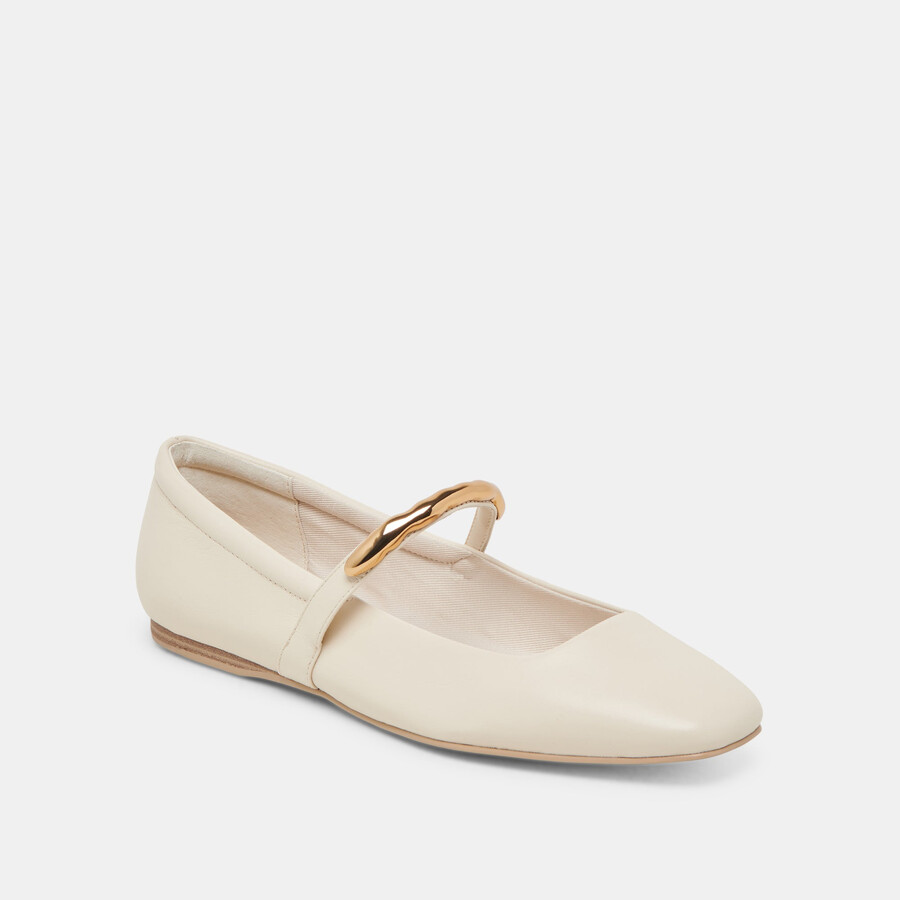 radya ballerinas aus cremefarbenem leder
