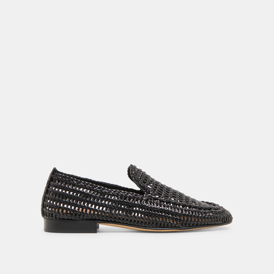 armond ballerinas aus schwarzem gewebtem leder
