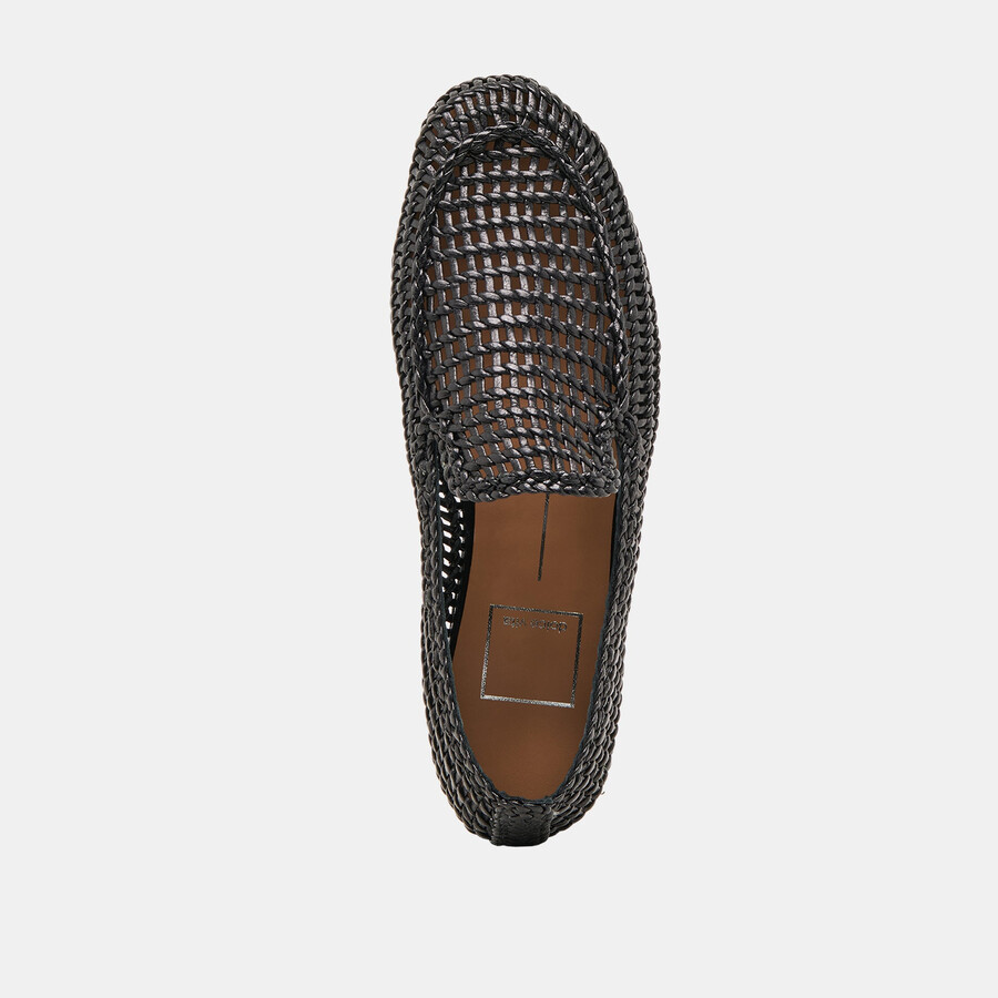 armond ballerinas aus schwarzem gewebtem leder