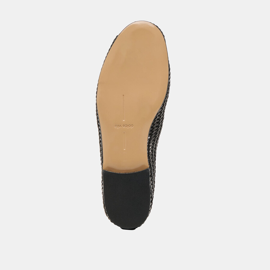 armond ballerinas aus schwarzem gewebtem leder