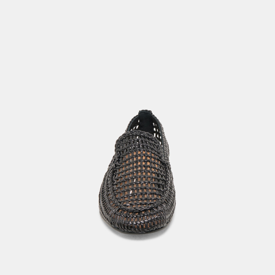 armond ballerinas aus schwarzem gewebtem leder