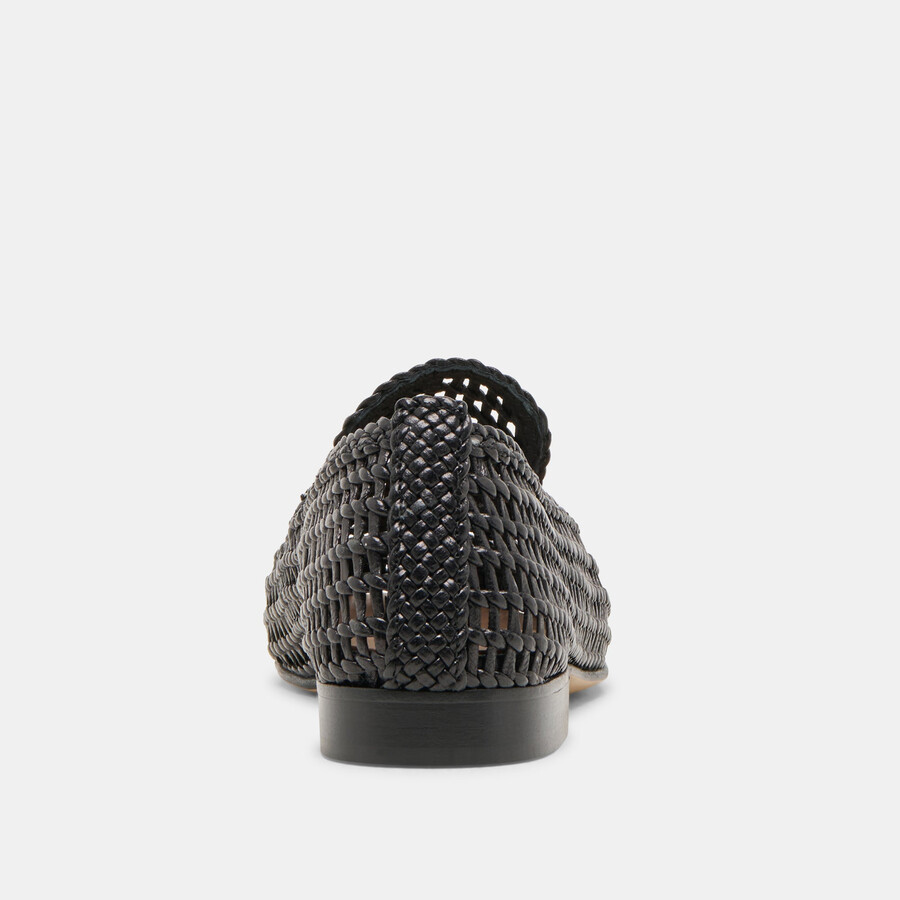 armond ballerinas aus schwarzem gewebtem leder