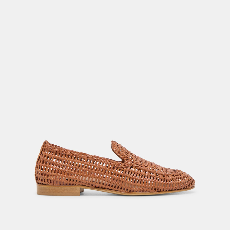 armond ballerinas aus cognacfarbenem gewebtem leder