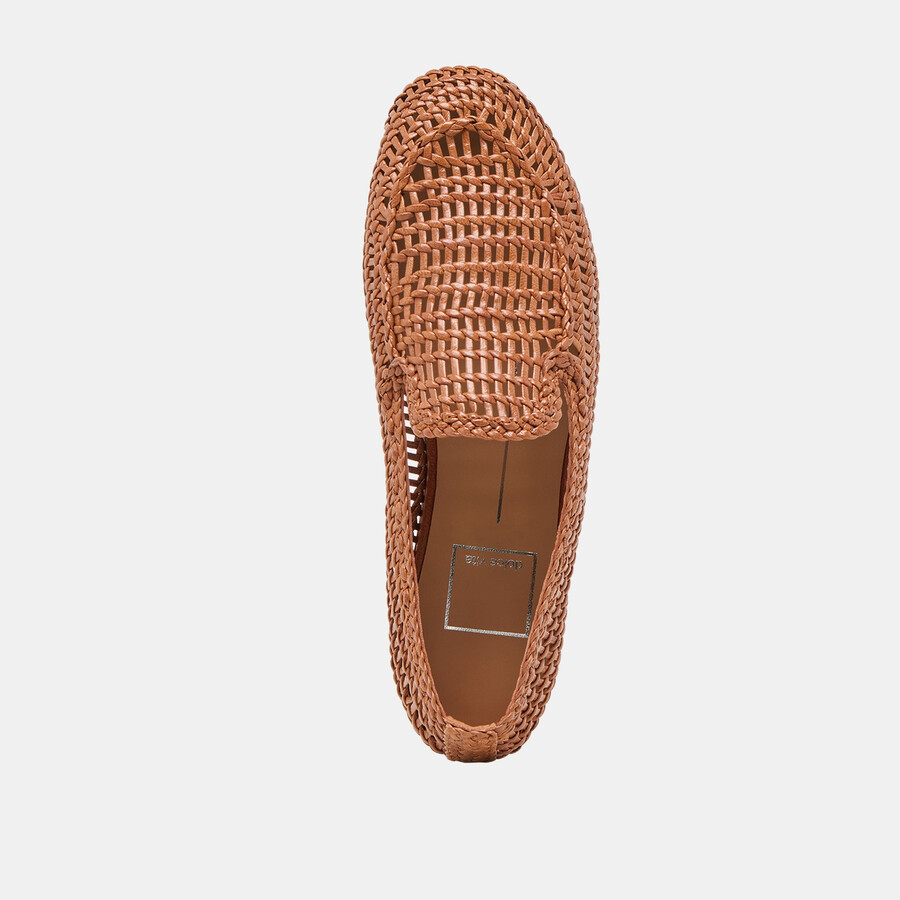 armond ballerinas aus cognacfarbenem gewebtem leder
