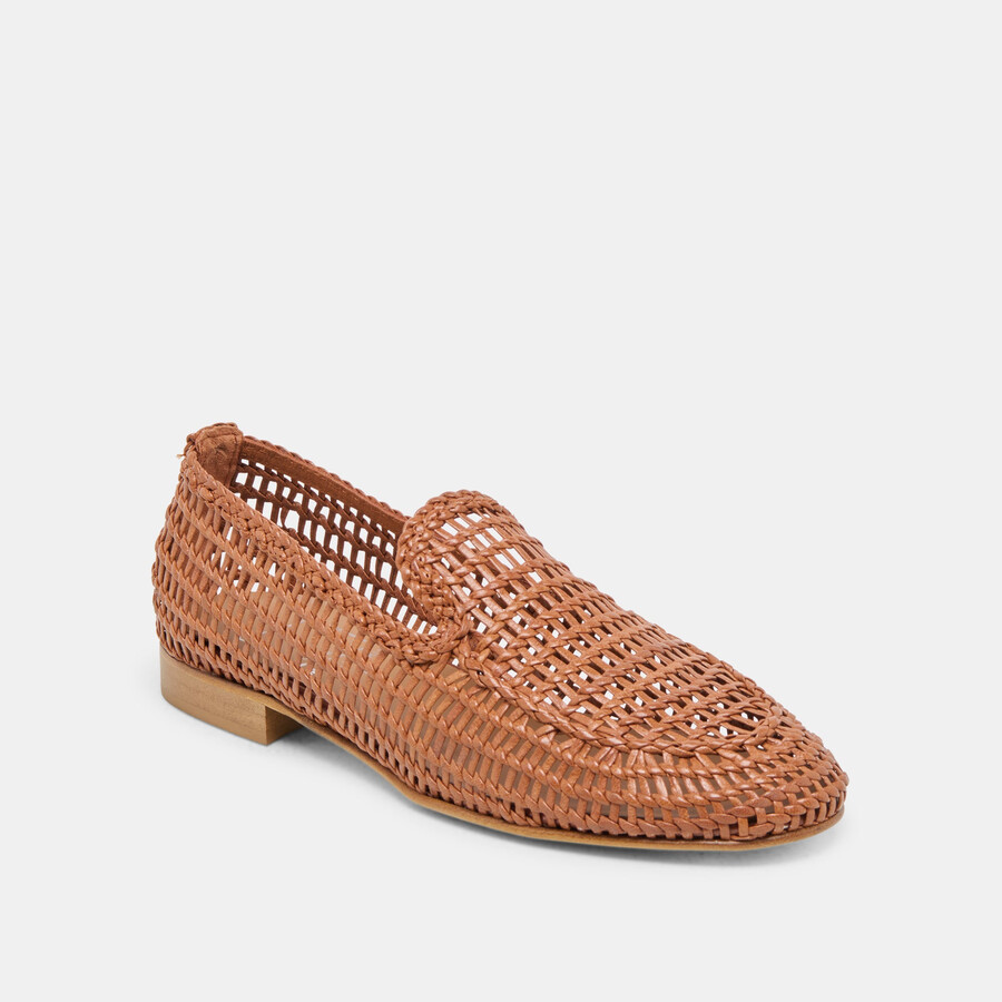 armond ballerinas aus cognacfarbenem gewebtem leder