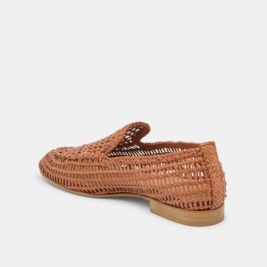 armond ballerinas aus cognacfarbenem gewebtem leder