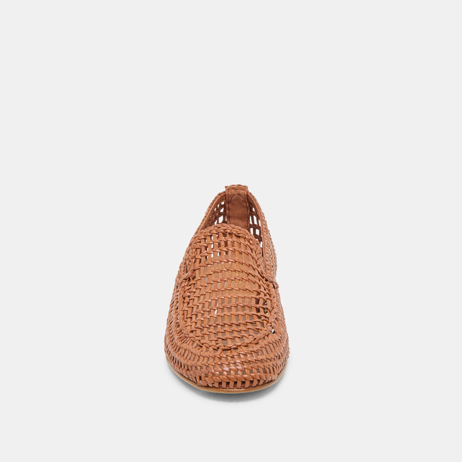 armond ballerinas aus cognacfarbenem gewebtem leder
