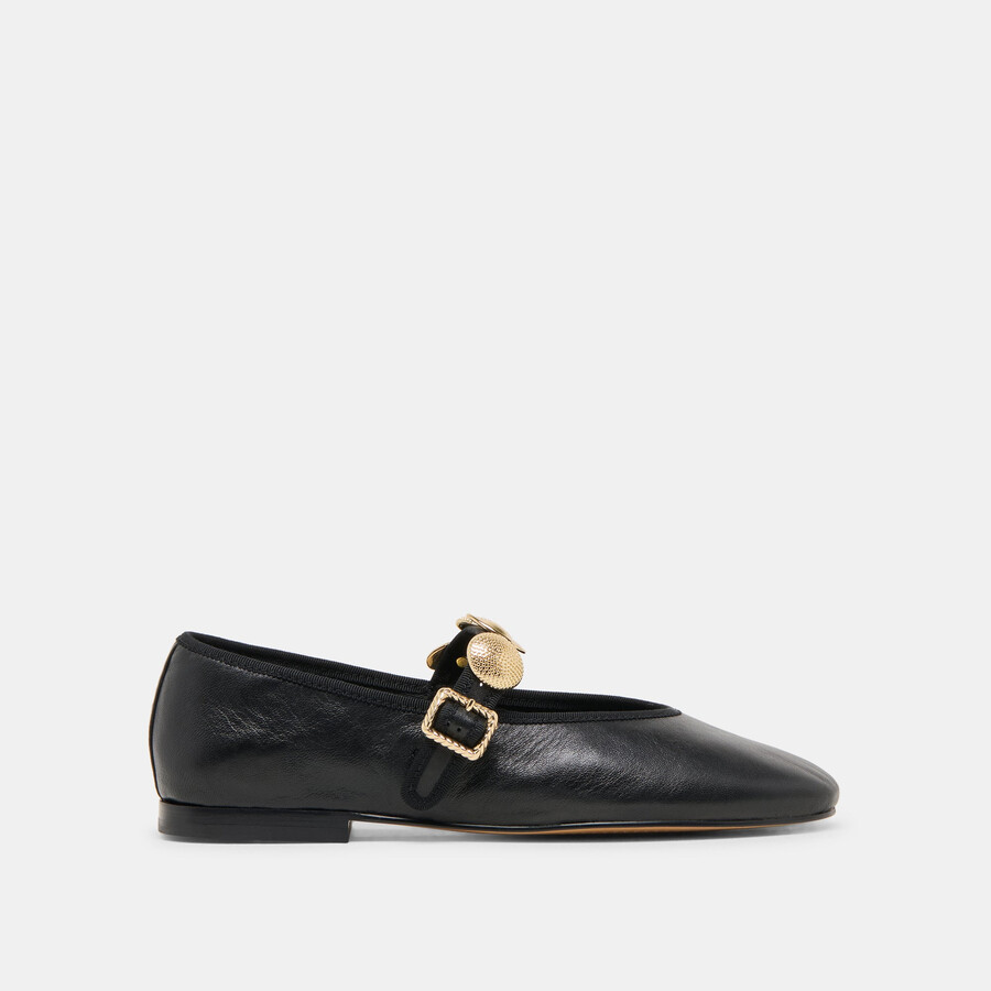 relan ballerinas aus schwarzem leder
