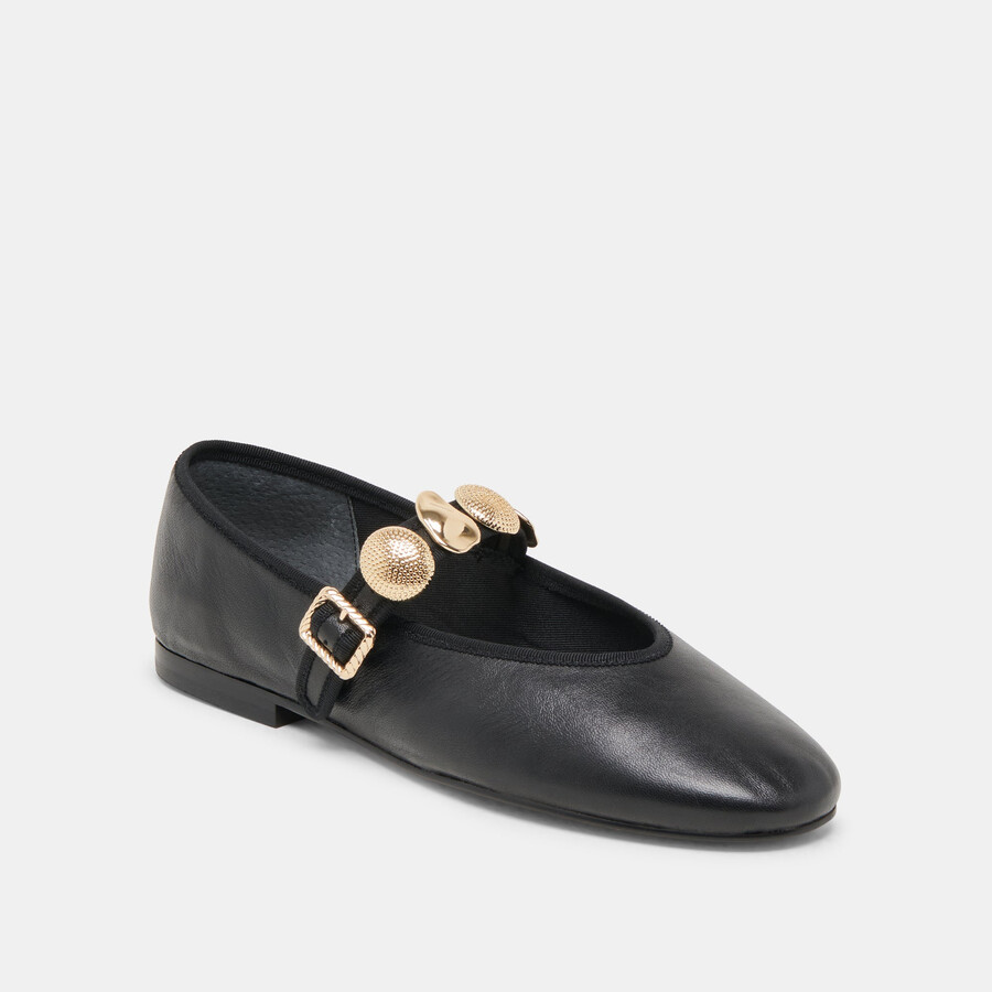 relan ballerinas aus schwarzem leder