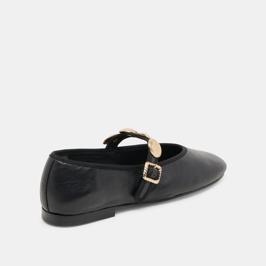 relan ballerinas aus schwarzem leder