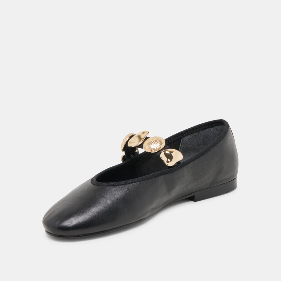 relan ballerinas aus schwarzem leder
