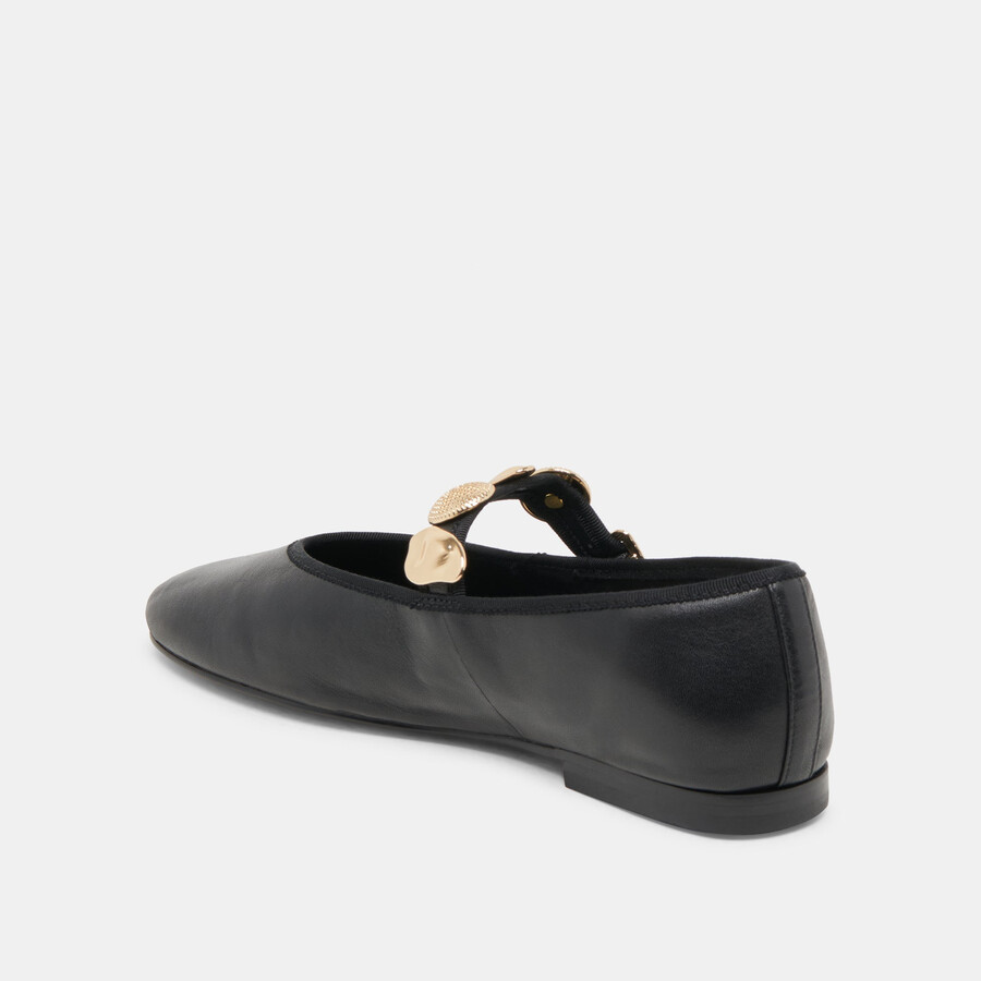 relan ballerinas aus schwarzem leder