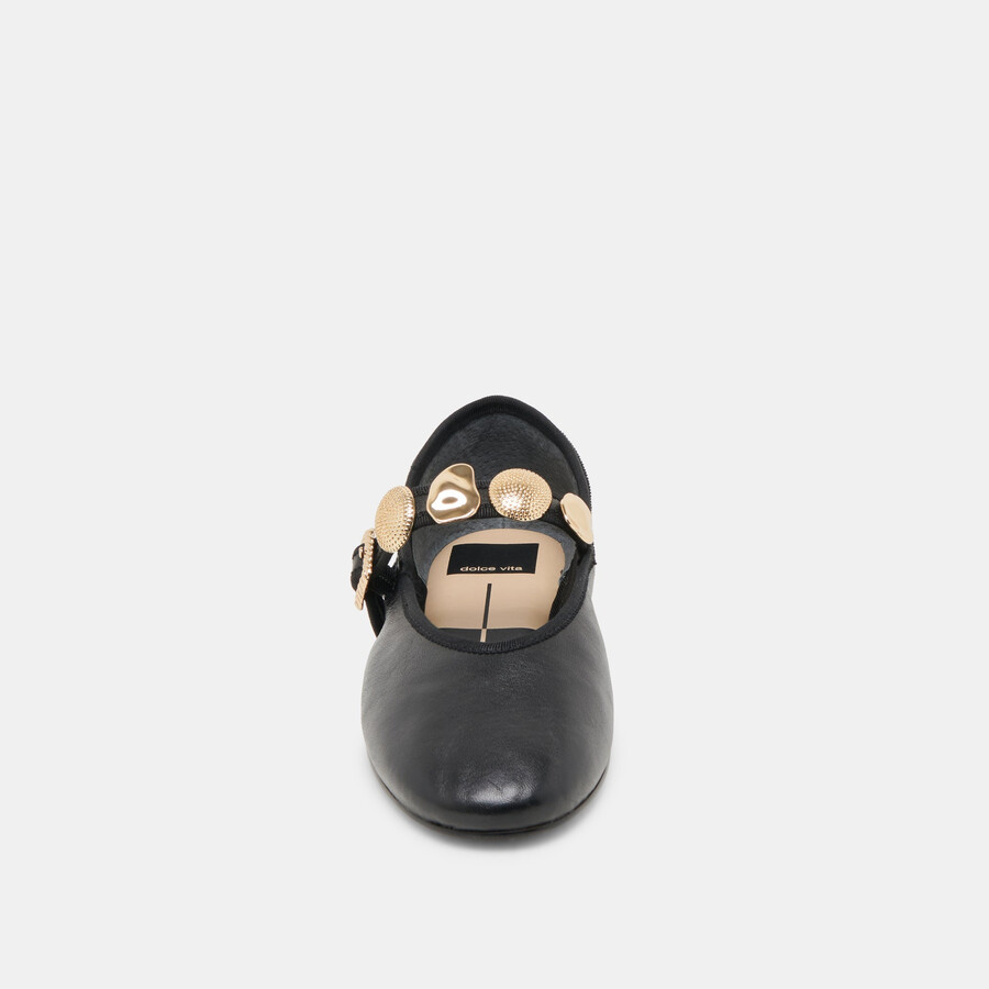 relan ballerinas aus schwarzem leder