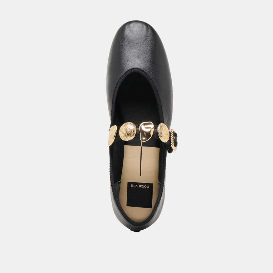 relan ballerinas aus schwarzem leder