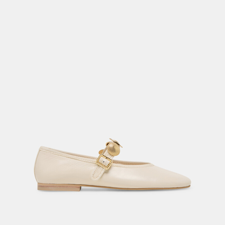 relan ballerinas aus cremefarbenem leder
