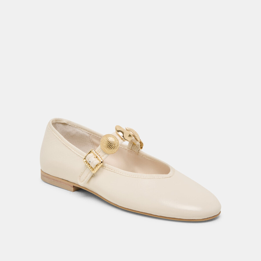 relan ballerinas aus cremefarbenem leder