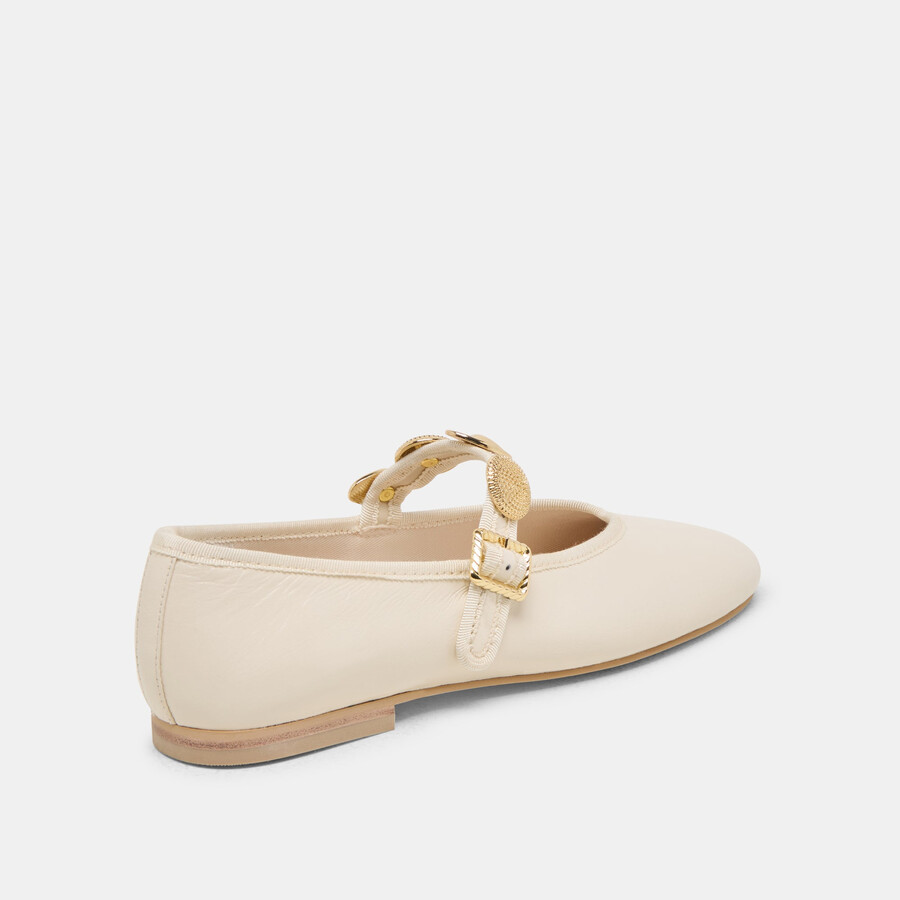 relan ballerinas aus cremefarbenem leder