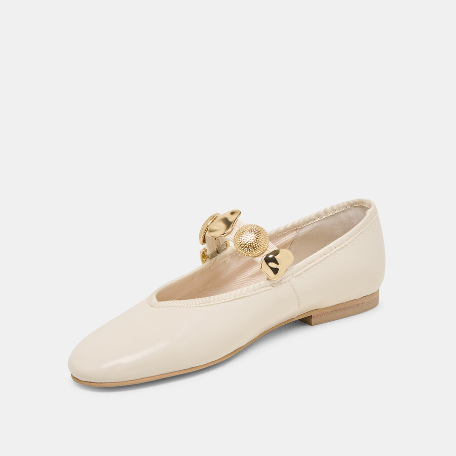 relan ballerinas aus cremefarbenem leder