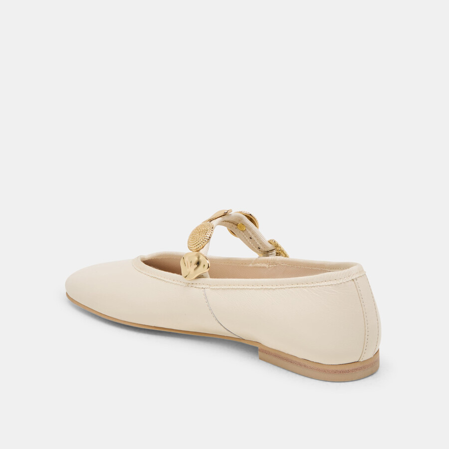 relan ballerinas aus cremefarbenem leder