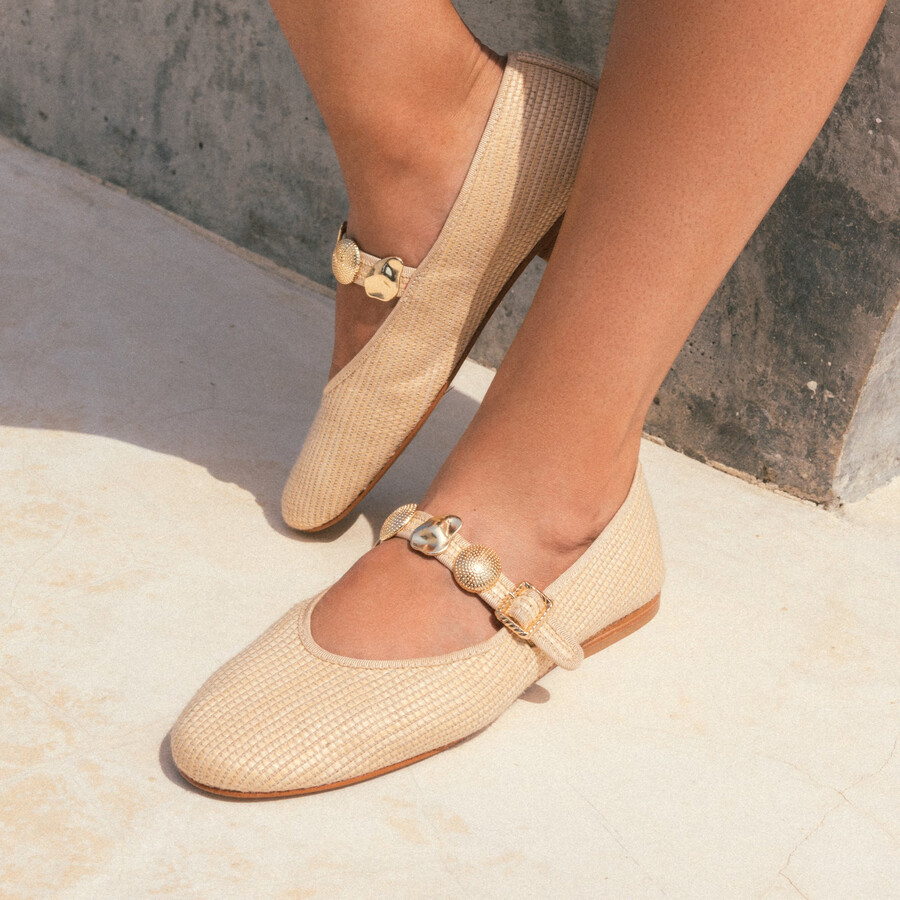 relan ballerinas hell natur raffia